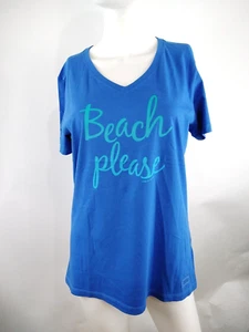 Life is Good Women Short Sleeve Crusher Lite Vee Beach Please Blue Medium 77379 - Picture 1 of 10