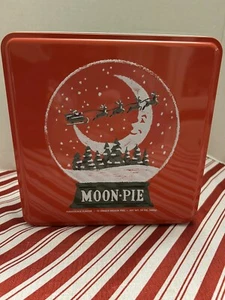 Moon Pie Christmas Santa Snow Globe Tin 8” Square Collectible Empty - Picture 1 of 5
