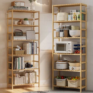 161cm Tall Large Capacity Bamboo Bookshelf 6Tier Adjustable Storage Sheving Unit - Picture 1 of 12