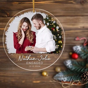 Personalized Christmas Engaged Ornament Keepsake 2024, Christmas Gift Couple - Picture 1 of 4