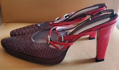  2000s Y2K Vintage Indie Python purple snake red platform Kenneth Cole heels 7M - Image 1 of 4