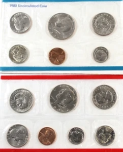 1980 United States US Six Coins Proof-Like P & D Mint Set. UNC - Picture 1 of 1