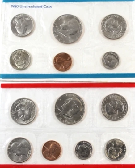 1980 United States US Six Coins Proof-Like P & D Mint Set. UNC - Image 1 of 1