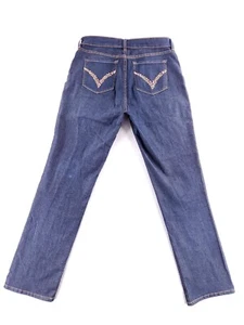 NYDJ Size 10 Bedazzled Rhinestones Straight Dark Wash Soft Stretch Denim Jeans - Picture 1 of 8