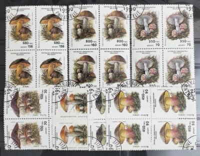 122. Madagaskar 1990 used set/7 Stamps Mushrooms Block of Four - Image 1 of 2