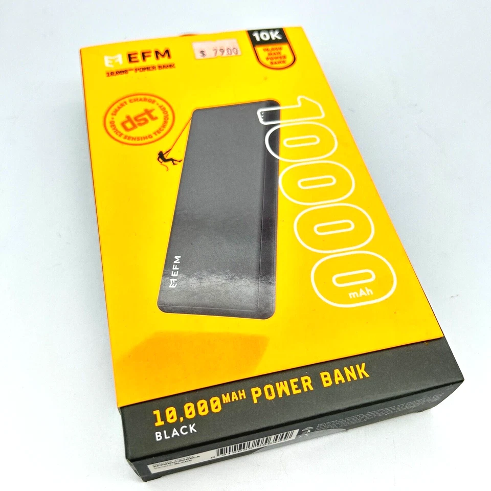 EFM 10000mAh Power Bank with Micro USB Cable - Black - Image 1 of 4