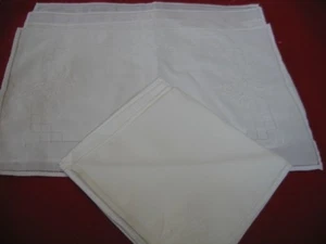 WHITE LINS EMBROIDERED TABLE PLACEMAT & NAPKINS Set of 4 Cotton NEW - Picture 1 of 3