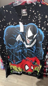 HUF x Marvel Venom Is Back Spider-Man Black T-Shirt Tee Men’s Size Large - Picture 1 of 4