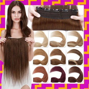 Russian Remy One Piece Clip in Real Human Hair Extensions Half Full Head Brown - Picture 1 of 48