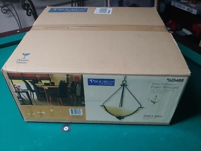 Progress Lighting Bravo Collect. Foyer Pendant w/Umber Linen Glass Antique Bronz - Image 1 of 3