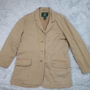 Chaqueta Orvis Vintage Mujer S Beige Denim Traje Blazer Codo Parche Exterior - Imagen 1 de 13