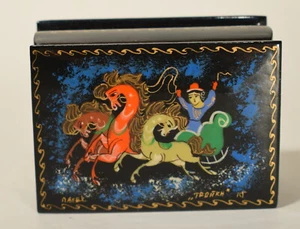 Modern Palekh Russian Laquer Box Troika - Picture 1 of 4