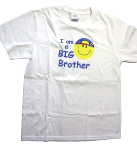 Big Brother T-Shirt, Smiley Face, Size Medium 10-12), White, Prewashed - Picture 1 of 1