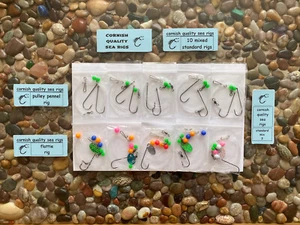 Cornish Quality Sea Rigs 10 MIXED RIGS PULLEY PENNEL & FLATTIE 5 of each type - Picture 1 of 6