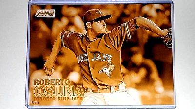 2016 Topps Stadium Club 5X7 Gold #198 Roberto Osuna /10 Toronto Blue Jays 7x5 - Image 1 of 3