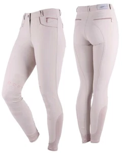 QHP pantaloni da equitazione donna Saona, fodera in silicone idrorepellente beige con oro rosa, nuovi - Foto 1 di 4