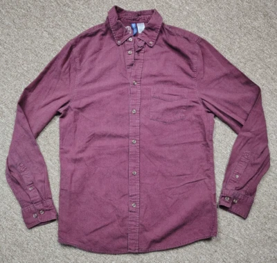 H&M DIVIDED Flannel Shirt Men's Small Red 100% Cotton Long Sleeve Button Up - Image 1 of 4