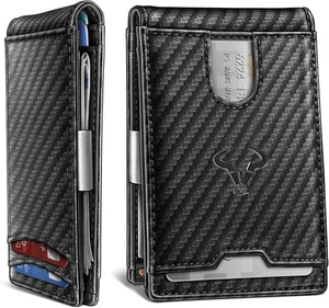 BULLIANT Herren Geldbörse, Slim Leder Portemonnaie Geldklammer für Geschenk Schwarz3411 - Bild 1 von 9