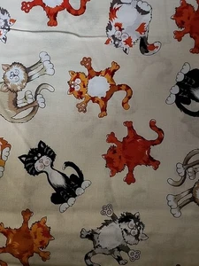Cats Fabric Cotton Quilting Alley Cat FELINE FRENZY 1/2 Yd - Picture 1 of 6
