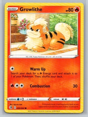 Growlithe #032/264 SWSH08: Fusion Strike Common - Pokemon Cards F44 - Image 1 of 2