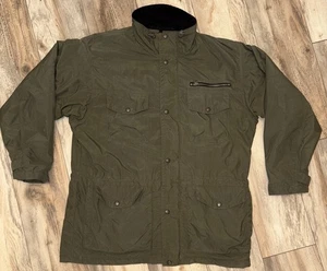 Vtg Woolrich Chore Jacket Mens Size L Military Green Plaid Lined Field Barn Coat - Picture 1 of 24