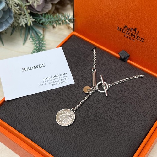 HERMÈS Collana Hermes Exlibris Pm Argento 925 Au750 Ottima Usata Senza Scatola