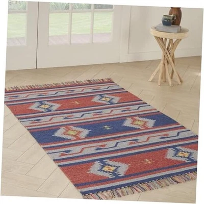  Home Baja Tribal Azul/Rojo 3'6" x 5'6" Área - Alfombra, Fácil - Limpieza, No  Foto 1 de 4