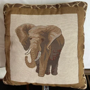 Vintage Elephant Pillow Tapestry Throw Cushion Safari - Picture 1 of 3