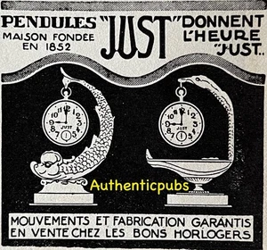 REKLAME JUST PENDULETTE QUI GIVE L’HEUR JUST HORLOGER VON 1924 AD PUB RARE - Bild 1 von 1
