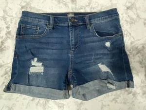 Pantalones cortos de jean New York & Company SoHo tiro medio desgastados en azul talla 4 - Imagen 1 de 14