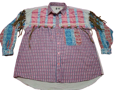 Vintage HG NY Womens Size Medium Western Boho Tassel Fringed Lace Shirt - Image 1 of 4