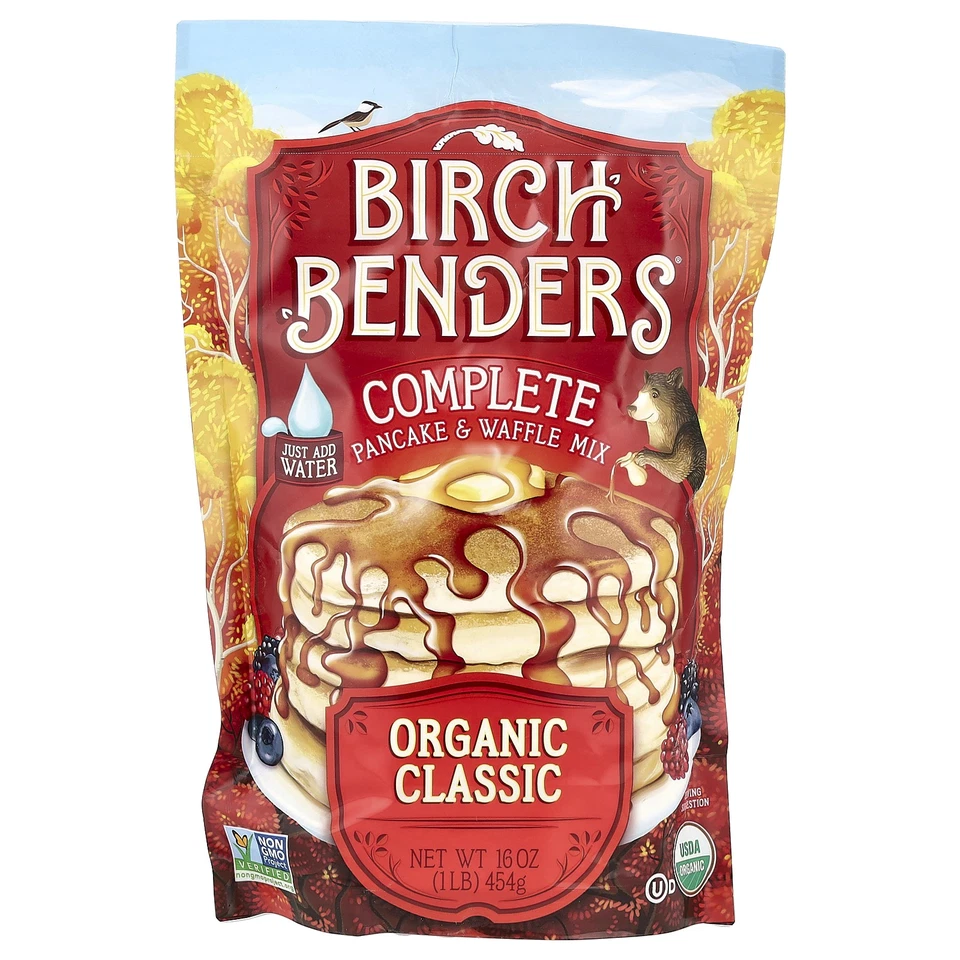 Birch Benders Organic Classic Recipe Pancake and Waffle Mix 16 Ounce 6 per Case.