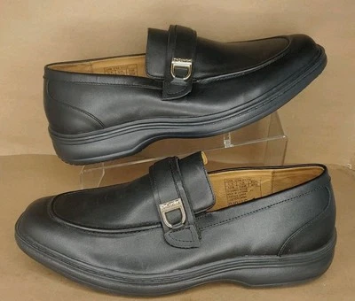 Dr. Vestido negro Comfort John para hombre mocasines sin cordones gancho lazo correa talla 12W Foto 1 de 4