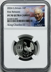 2024 GREAT BRITAIN 10P NGC PF70 UCAM PROOF CAPERCAILLE FIRST RELEASES POP-21 - Picture 1 of 4