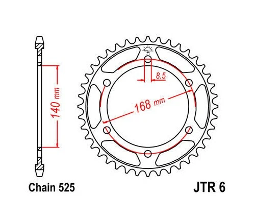 Piñón trasero de acero JT 525 42T BMW F 800 GS con pernos de 8,5 mm 2008-2018 Foto 1 de 1