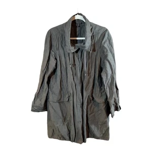 Chaqueta Eileen Fisher Gris Cuello Alto Longline Frontal a Presión Minimalista Para Mujer PL - Imagen 1 de 5