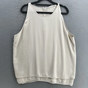 Camiseta sin mangas Violeta & Claire para mujer XL beige marfil clásica de gasa con abertura minimalista - Imagen 1 de 10