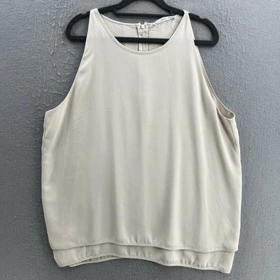 Фиолетовый и Claire Топ женщин XL слоновой кости бежевый бак классический шифоновое разрез минималистский - Изображение 1 из 4