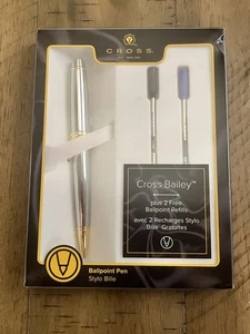 Penna a croce "Bailey" bordo oro cromato più 2 ricariche a sfera confezione regalo - Foto 1 di 5