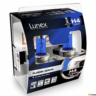 2x LUNEX H4 PLASMA XENON Headlight Halogen Bulbs 12V 60/55W P43t 5000K Hard Case - Image 1 of 2