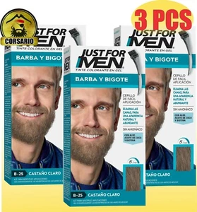 JUST FOR MEN BRUSH-IN COLOR GEL, MUSTACHE - BEARD B-25 LIGHT BROWN-PACK X 3 - Picture 1 of 1