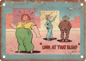 1940er Leinen Comic Postkarte Curt Teich MWM 12" x 9" Reproduktion Blechschild ZJ48 - Bild 1 von 1