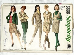 Chaqueta, top, falda y pantalones vintage Simplicity Pattern 6636 tallas 12 - Imagen 1 de 2