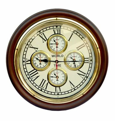 16" Maritime Wanduhr aus Holz handgefertigt für Büro und Zuhause dekorative Uhr - Bild 1 von 3