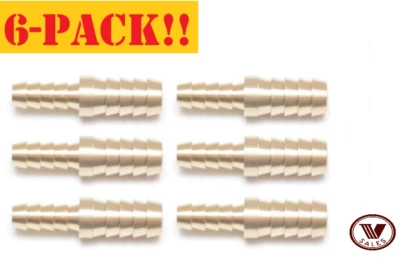 6-PACK! 1/4" X 1/8" Brass Barb Hose Splicer Mender Straight Fitting 129-4-2 NEW! - Image 1 of 4