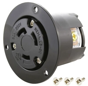 30A 250V NEMA L6-30R 3-Prong Flanged Female Power Outlet Assembly by AC WORKS® - Picture 1 of 6