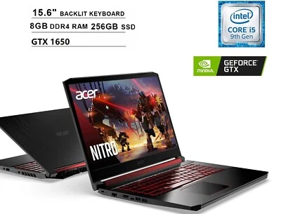 🎁 NEW Acer Nitro 5 15.6 FHD Intel i5-9300H/8G/256G GTX1650 Gaming Laptop+Sleeve - Image 1 of 4