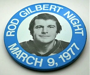 Vintage New York Rangers Hockey Rod Gilbert Nachtknopfstift Neu aus altem Lagerbestand 9. März 1977 - Bild 1 von 3