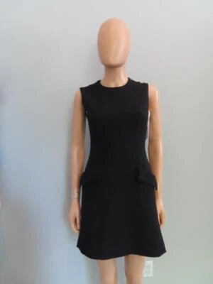 NWT Christian Dior Black Crepe Sleeveless Dress Size F 34/US 2 $2,500 - Image 1 of 4