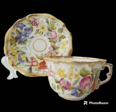 VTG Hammersley Queen Ann Chintz Floral Gold Brushed Bone China Tea Cup & Saucer  - Image 1 of 4
